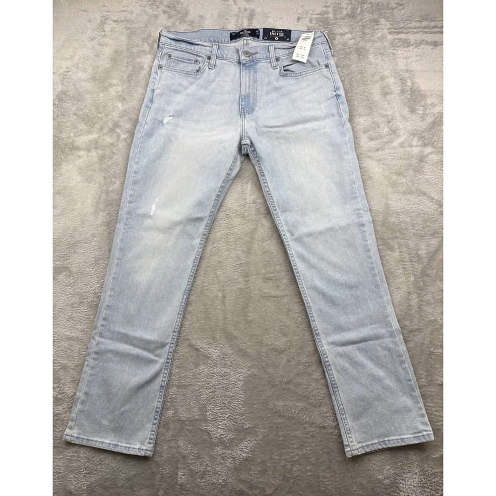 Hollister Mens Epic Flex Slim Straight Light Wash Jeans Size 32x30